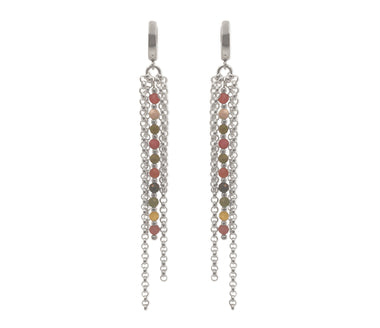 Lange Klappbrisuren Ohrringe mit 925 Silber Ketten und Turmalinsteinen