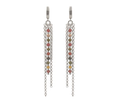 Lange Klappbrisuren Ohrringe mit 925 Silber Ketten und Turmalinsteinen