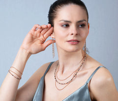 Lange Rosegold 925 Silber Ohrringe mit facettiertem mehrfarbigem Turmalin