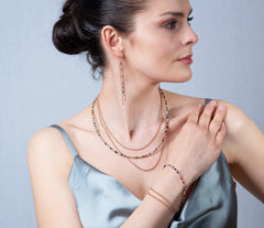 Lange Rosegold 925 Silber Ohrringe mit facettiertem mehrfarbigem Turmalin