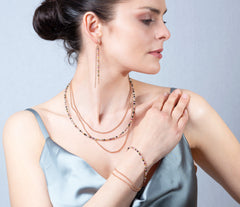 Lange Rosegold 925 Silber Ohrringe mit facettiertem mehrfarbigem Turmalin