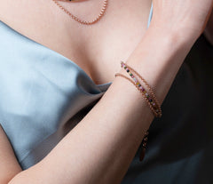 Mehrreihiges Rosegold 925 Silber Armband mit mehrfarbigem Turmalin